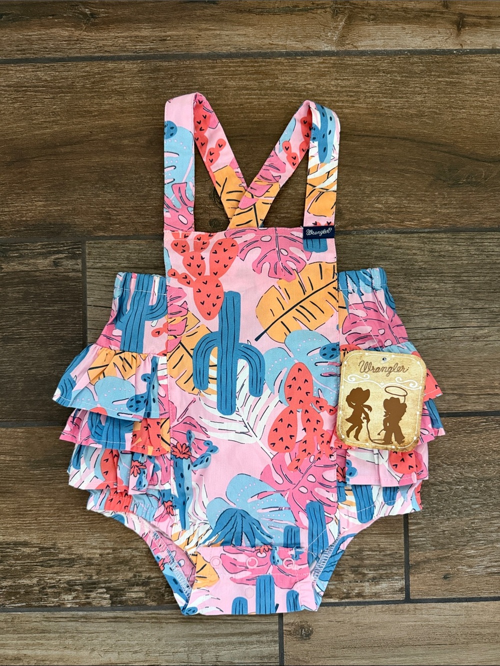 Wrangler Pink & Blue Cactus Ruffle One-Piece